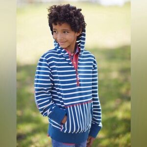 Matilda Jane Blue and White Striped Hoodie with Red Trim